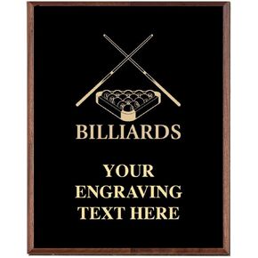 Crown Awards Billiards Plaques, Custom Engraved Billiards Pool Trophy Plaque Award, Great Customizable Billiards Gift Prime