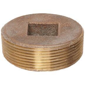 Anderson Metals Brass Threaded Pipe Fitting, Countersunk Plug with Square Drive, 1" Male