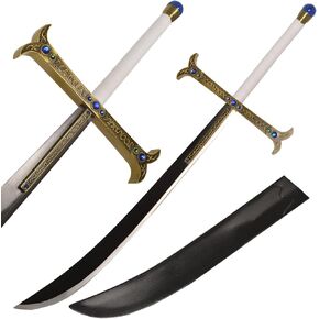 46" Metal Anime Dracule Mihawk Sword Full Tang Handmade Manganese High Carbon Steel Sharp Sword with Leather Sheath
