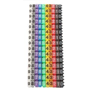 Oumefar Digital Number Tube Wire Number Label Tube Cable Marker Colorful 1.5mm² Clip on Wire Markers Wire Number Labels Wire Markers (150PCS KCM-1.5MM 1.5)