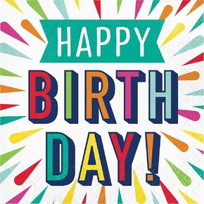 Creative Converting Birthday Burst Napkins, 6.5", Multi-color