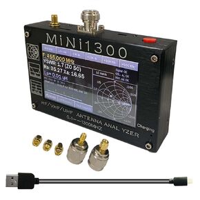 Mini1300 Antenna Analyzer 0.1-1300MHz, 4.3 Inch TFT LCD Touch Screen, Portable Vector Network Analyzer with SMA Calibration Kits, HF/VHF/UHF All Bands, Aluminum Shell