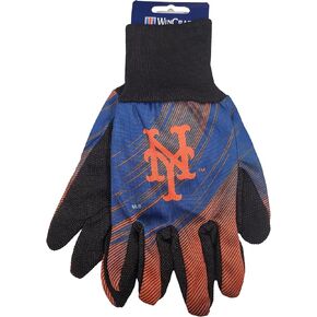 WinCraft MLB Two Color Grip Palm Halftone Utility Gloves (New York Mets)