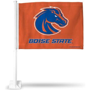 Rico Industries Boise State Broncos Orange Double Sided Double Sided Car Flag - 16" x 19" - Strong Pole that Hooks Onto Car/Truck/Automobile
