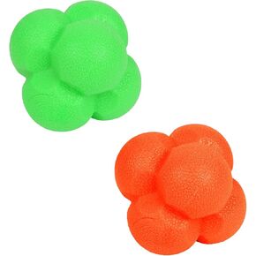2 Pack Baseball Training Reaction Equipment Reflex Ball, 2.75 Inch Hand Eye Coordination Training Ball, Reflex Ball Agility Training Equipment (Orange,Green)