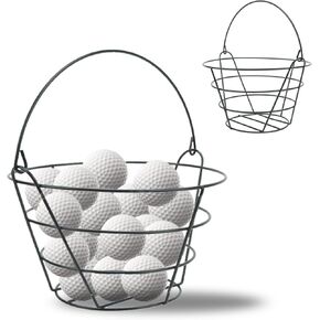 Golf Ball Metal Range Basket Golfball Container with Handle, Holds Contain 50 Balls, Golf Ball Storage Basket for Schools, Golf Courses, Country Clubs, Driving Ranges