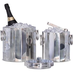 Stainless Steel Drink Stand by Objet D’Art, Elegant Beverage Tub, Double Walled Champagne & Wine Ice Bucket, Adjustable, Polished Finish Ice Bucket