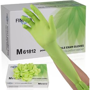 FINITEX Nitrile Disposable Latex-Free Gloves Green - 3.5mil 100PCS Powder-Free Gloves Cleaning Medical Exam Food Gloves