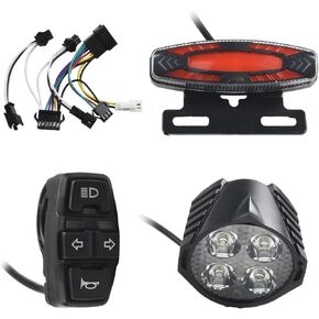 Electric Bike Light Kit, 36V/48V Ebike Headlight Kit Ebike Headlight Tail Lights Electric Bicycle Turn Signal Light