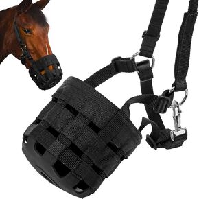 Durable Ventilated Grazing Muzzle with Attached Breakaway Halter - Lightweight Horse Muzzle, Supports Natural Grazing, Restricts Food Intake, Padded Noseband, Cob Size
