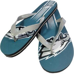 FOCO NFL Team Big Kids Double Logo Flip Flop Sandals - Philadelphia Eagles - Grad - 5-6