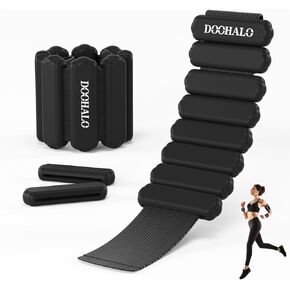 DOOHALO Ankle Weights for Women Arm Wrist Weights for Pilates Adjustable Weighted Wristbands for Leg Walking, Yoga, Aerobics 2 Pieces in Set 1lb Per Weight
