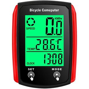 Cycling Computer Speed Sensor for Cycling Bike RPM Sensor for Cycling Computers Cycle Digital Odometer Computer Waterproof LCD RED