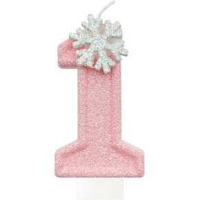 Pink Snowflake Number Candles, Pink Number Candles, Cake Number Candles, Romantic and Delicate Shape Suitable for ice and Snow Romantic Birthday Parties, Anniversary Cake Decorations(7)
