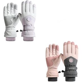 2 Pair Winte Ski Snow Gloves for Men, Women, Youth | Touchscreen & Waterproof Cold Weather Hand Warming Gloves Winter Work Gloves