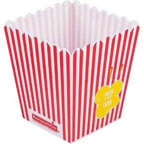 Restaurantware-Maxi Serve 40 Ounce Popcorn Containers, 10 Microwavable Popcorn Tubs - No BPA, Reusable, Red Plastic Party Popcorn Containers, Striped, For Movie Nights