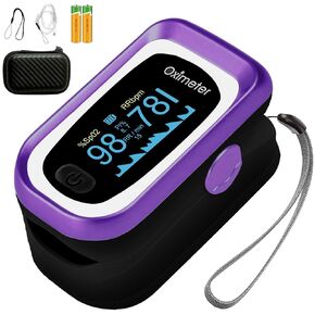 SpO2 Pulse Oximeter, Pulse Oximeter with Respiration, Pulse Oximeter with Respiratory, SpO2 Pulse Rate Pulse Oximeter counts (Black Purple)