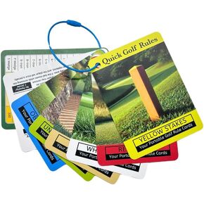 Golf Rules Quick Reference 2024 & Golf Club Range Cards (8-Pack) | Rules of Golf Pocket-Size Guide | Golf Rules Cards for Bag, Golf Club Distance Chart, Golf Training Aid, Golf Accessories for Men
