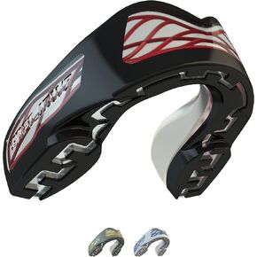 SafeJawz Sports Mouthguard Triple Layer, Premium Shock-Cage Adults Mouth Guard with Case for Boxing, Basketball, Lacrosse, Football, Martial Arts, Hockey and All Contact Sports (Adult 12+ Years, Gray)