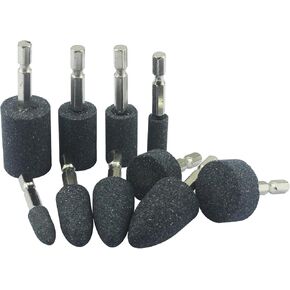 𝐉𝐔𝐍𝐋𝐈𝐗𝐍 10 Pcs Multiple Shapes Rotary Grinding Stone with 1/4-Inch Hex Shank Abrasive Stone Mounted Grinding Point for Drill