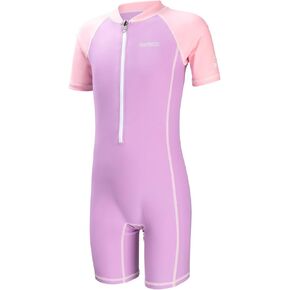 COPOZZ Kids Swimsuit, Girls UPF50+ Diving Skin, Full Sunsuit 0.5mm Thin Wetsuit Rash Guard for Diving Surfing
