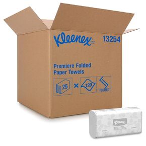 13254 Premiere Folded Towels, 9 2/5 x 12 2/5, White, 120 per Pack (Case of 25 Packs)
