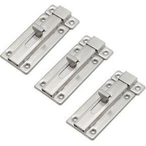 Slide Latch Lock, 3 Pcs 3 inches Sliding Door Bolts Lock,Gate Sliding Latch Lock