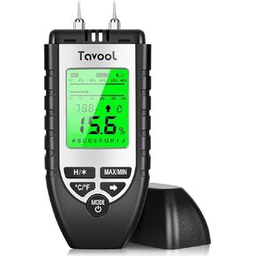 Wood Moisture Meter - Digital Moisture Detector Moisture Tester, Pin-Type Water Leak Detector Damp Tester Dampness Meter for Wood Building Material Firewood Walls Paper Floor (Sliver)