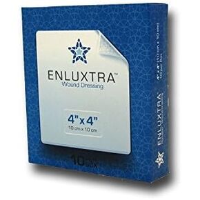 004 Any Wound Dressing Enluxtra 4"x 4" Self-Adaptive Super Absorbent Dressings for Accelerated Moist Healing of Wounds with Any Drainage Level, Box of 10