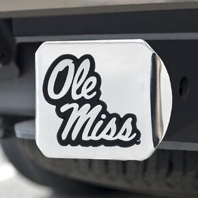 FANMATS 19243 Ole Miss Rebels Chrome Metal Hitch Cover with Chrome Metal 3D Emblem