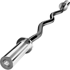 Olympic EZ Curl Barbell Bar, 47" Curl Bar for Weight Lifting,Chrome Curling Bar for 2 Inch Weight Plates，Biceps, triceps, Back/Leg Muscle Group Exercise,Training Bar for Home Gym