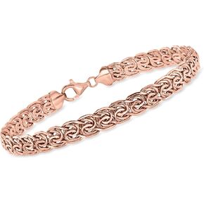 Ross-Simons 14kt Rose Gold Flat Byzantine Bracelet. 7 inches