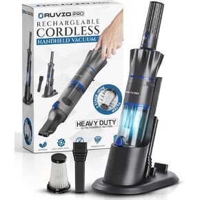 Ruvio PRO Handheld Vacuum Cordless for Home, Portable Hand Held Vacuums Cordless Car Vacuum Cleaner Works on Pet Hair Floor Hard Wood, Hand Vacuum Cordless with 2X HEPA Filtration, As Seen on TV