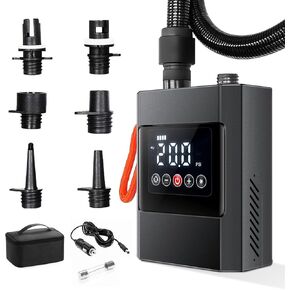 20PSI SUP Air Pump, High Pressure Smart Rechargeable Battery-Powered, Electric Paddle Board Pump Auto-Off &12V DC Car Connector