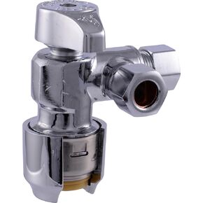 SharkBite Max 1/2 x 1/2 x 3/8 Inch Compression Dual Outlet Angle Stop Valve, Quarter Turn, Push to Connect Brass Plumbing Fitting, PEX Pipe, PE-RT, CPVC, Copper Pipe, UR25558