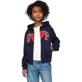 GAP Girls' Fleece Logo Full-Zip Hoodie