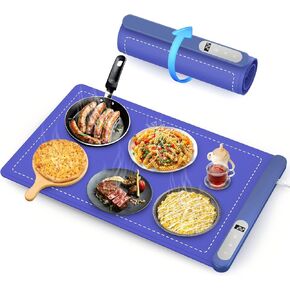 Electric Warming Mat for Heating Food - Upgrade Graphene Heating Film with with 6 Level Adjustable Temperature and 6 Hours Timer, Fast Even Silicone Warming Tray Easy for Storage and Clean