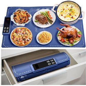 Food Warming Mat for Buffet,Fast Heating Silicone Electric Warming Tray With 6 Level Temperature & Timing Function,Rollable & Portable Design,Food Warmer Mat for Gatherings,Parties,Everyday Use