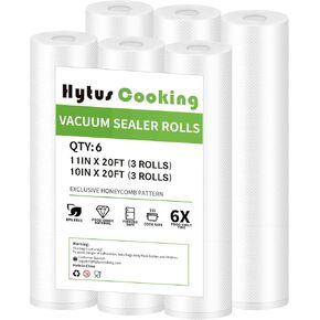 Vacuum Sealer Rolls Bags for Food, 3 Rolls 11" x 20' Commercial Grade Bag Rolls, Food Vac Bags for Storage, Meal Prep or Sous Vide BPA Free