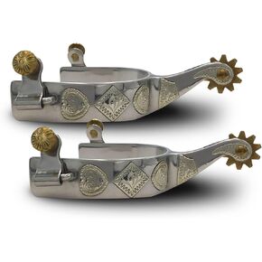 Colorado Saddlery The Gambler Spurs for Men - Stainless Steel, Stylish Boot Spurs with 10 Point Rowels - Perfect for Trail Riding, Horse Tack, Outfitting - Comes in a Pair