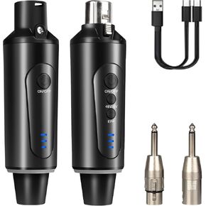 Depusheng S5 Wireless Microphone System Wireless Guitar Transmitter Receiver XLR Plug-on for Dynamic and 48V Condenser Microphones, Audio Mixer, with 48v Phantom Power and Reverb Switch
