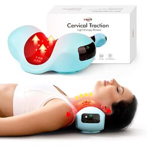 USUIE Red Light Therapy Neck Traction Pillow, Neck Stretcher for Neck Pain Relief, Cervical Traction Device for Tension Headache and Neck Hump Corrector