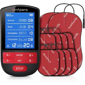Comfytemp TENS Unit Muscle Stimulator for Back Pain Relief, Dual Channel TENS Machine with 30 Modes, FSA HSA Eligible Rechargeable Electric Pulse Massager for Pain Relief Therapy with 10 TENS Pads