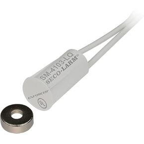 Seco-Larm SM-4103-LQ/W Enforcer Recessed-Mount Magnetic Contact Switch, White; 0.5" Gap; 18" Leads; 0.56" Switch; 0.37" Press-fit; High-Impact ABS Plastic