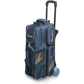 900 Global Deluxe 3 Ball Roller Bowling Bag- Blue/Gold