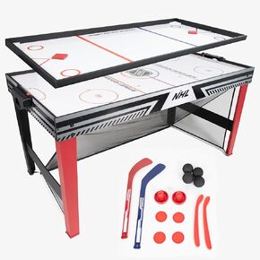 EastPoint Sports NHL 60" Hat Trick 3-in-1 Hockey Table - Air Hockey, Knock Hockey, and Knee Hockey - Air Powered Surface - 60" Indoor Hockey Net - Includes All Accessories