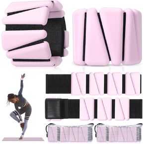 Wrist Weights for Women Set of 4（4 Lbs）Adjustable Silicone Ankle Weight Bracelet for Yoga Pilates Gym Workout Running Walking Strength Training
