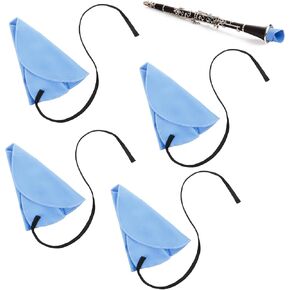 4 PCS Clarinet Cleaning Kit, Clarinet Cleaning Cloth, Cleaning Cloth Kit for Clarinet, Piccolo, Flute, Saxophone and Saxophone（Light blue)