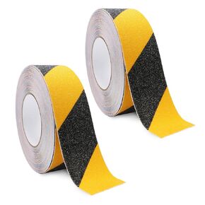Anti Slip Safety Floor Tape, Heavy Duty Waterproof Grip Tape for Outdoor Stairs Steps Skateboards, Non Slip Tape Caution Black and Yellow 2 Inch x 39 Ft 2 Pack