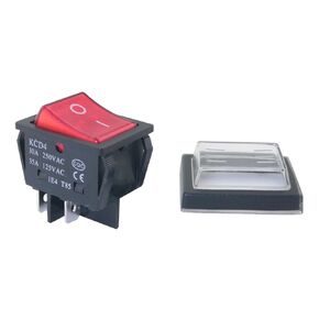 30A 250V KCD4 High Current Heavy Duty Rocker Switch DPST4 Pin Red Rocker Toggle Switch with Integrated Waterproof Cap Suitable for Welding Machines Drinking Fountains Treadmills